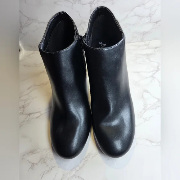 Black Women's Ankle Booties - Classic Heeled Dress Boots - Picture 3 of 8